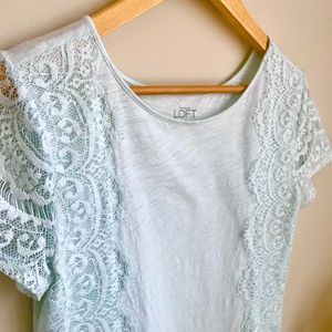 Loft by Ann Taylor Lace Short Sleeve Tee Shirt